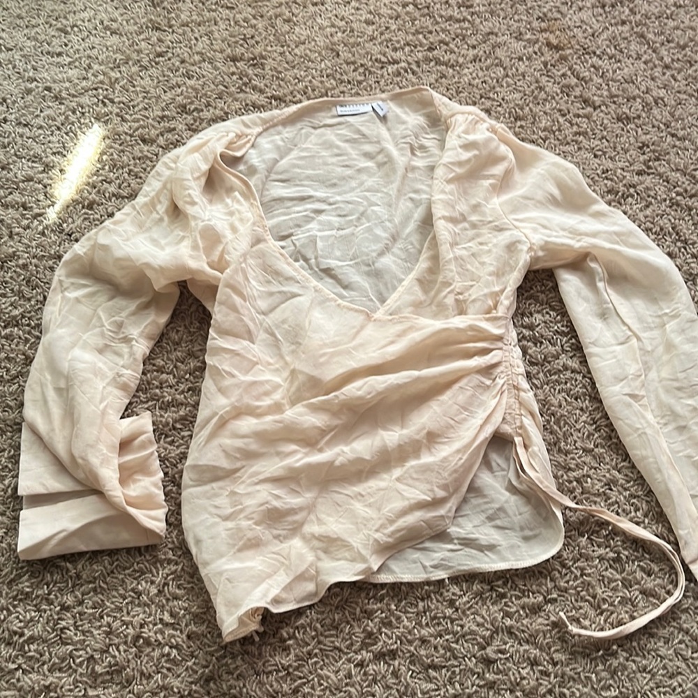 Asos cream ruched blouse
